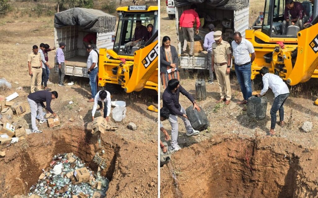 Pune News: Alandi Police Dispose Of Confiscated Liquor Worth ₹4.31 Lakhs From 70 Cases