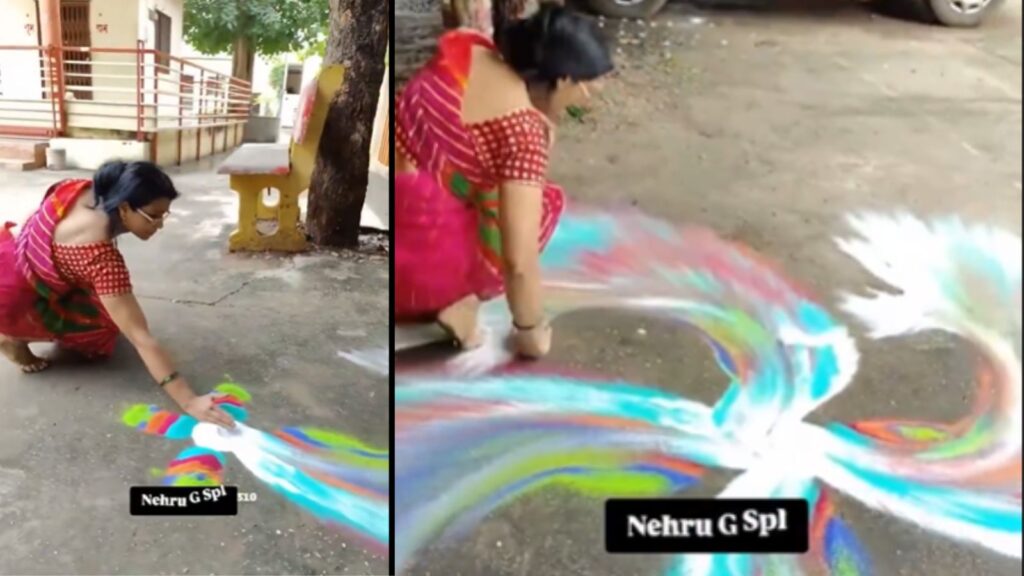 Effortless RangoliNew Technique Goes Viral, Blending Tradition with Simplicity
