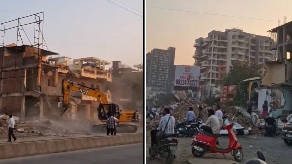 PuneWakad Demolition Drive137 Illegal Sheds and 18 Houses Razed for Road Widening By PCMC