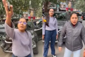 Viral Video Mother-Daughter Duo Sparks Outrage with Abusive Remarks in Parking Dispute, Claiming 'Meri Beti IPS Hai...