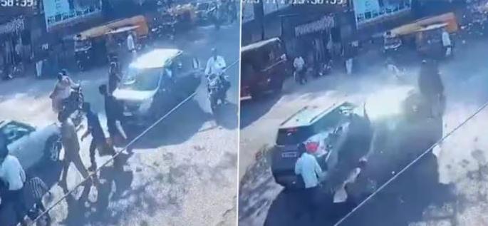 CCTV Captures Tragic Satara Crash: 1 Dead, 4 Critical After Car Hits Pedestrians In Wai