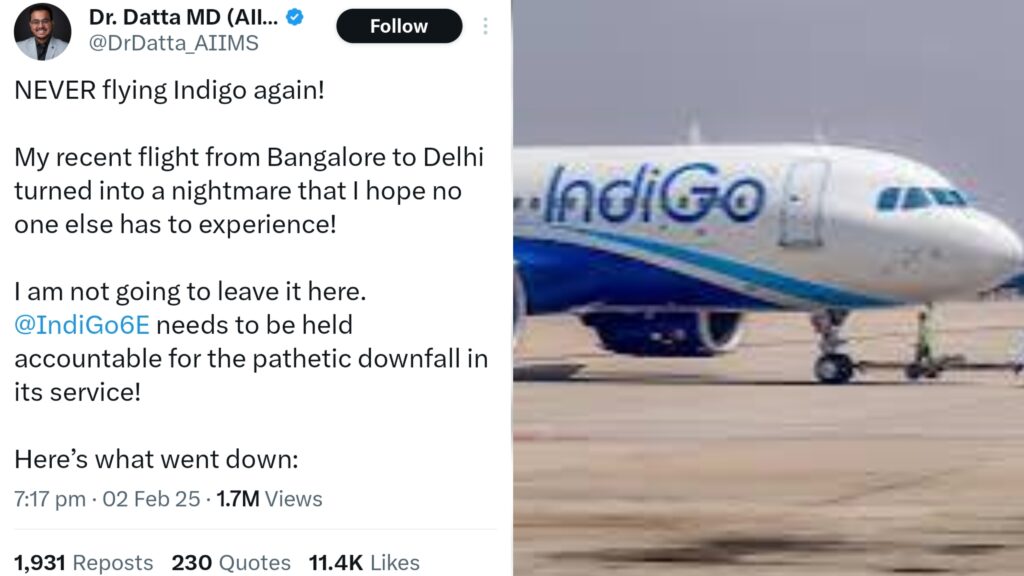 AIIMS doctor's distressing experience on an IndiGo flight involved a denied meal and an unheeded emergency call