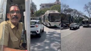 Pune News PMPML Driver Teaches Wrong-Side Car Driver a Lesson