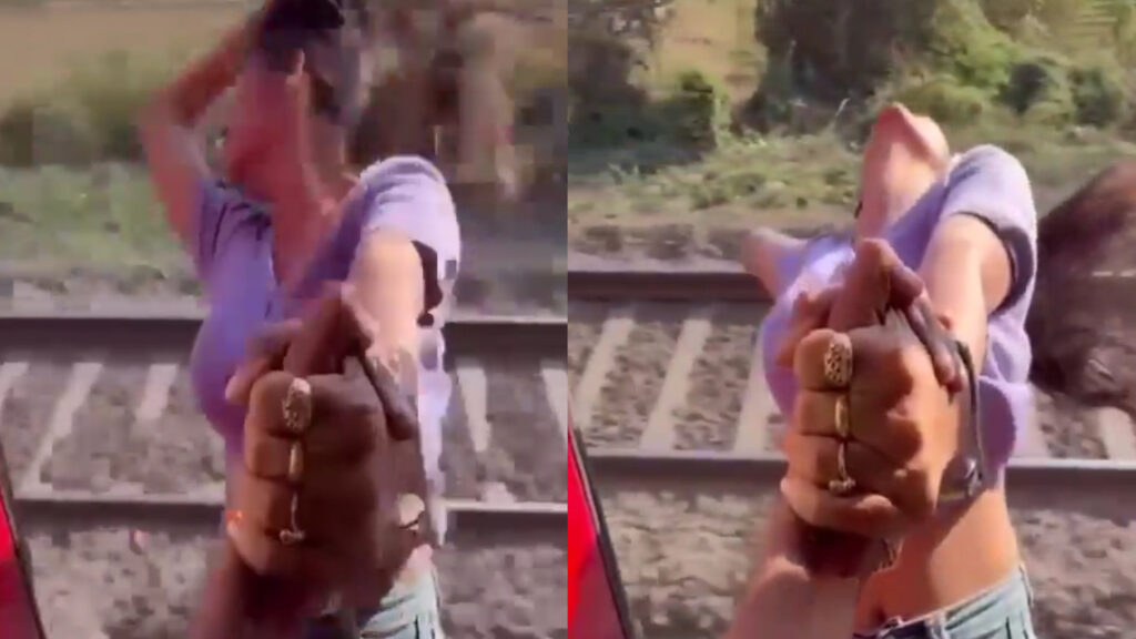 Risking It All for Reels Woman Performs Life-Threatening Train Stunt