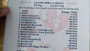 Creative Wedding Menu Lists Calorie Information, Earning Praise Online