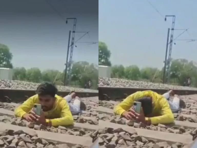 Man Arrested After Recording Risky Stunt Lying on Railway Tracks in Viral Video