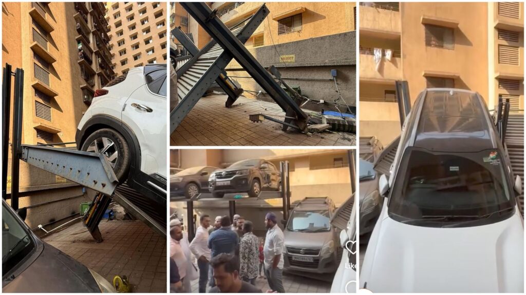 No Injuries, But Plenty of Questions Multi-Level Parking Stack Falls at Rayan Park Society in Mumbai Amid Fears of Neglected Infrastructure