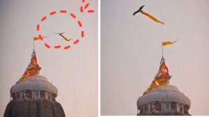Viral Video Eagle Circles Jagannath Temple with Flag, Devotees See Divine Symbolism