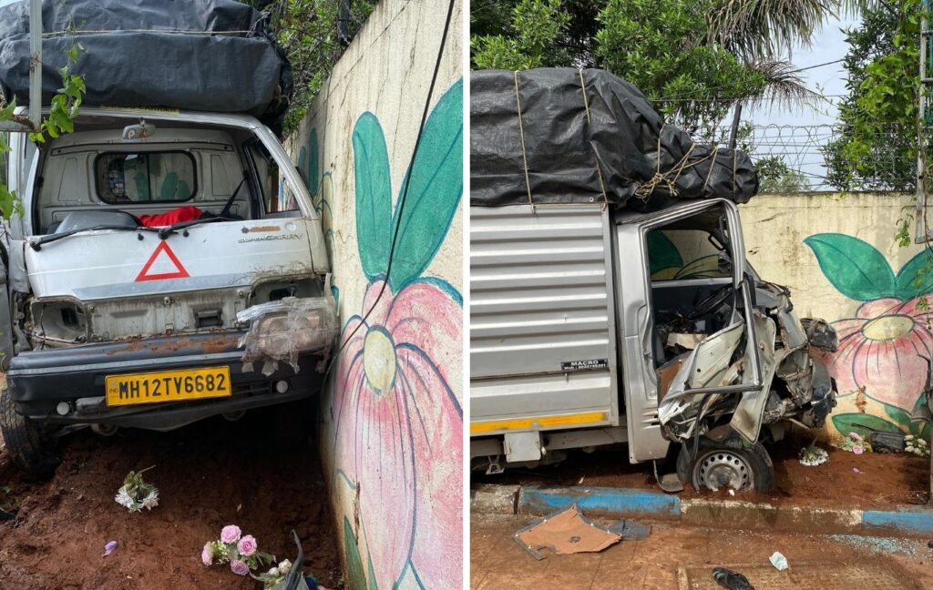 Pune: Tempo Crashes Into Pole Near Wakdewadi Chowk; Driver Injured 