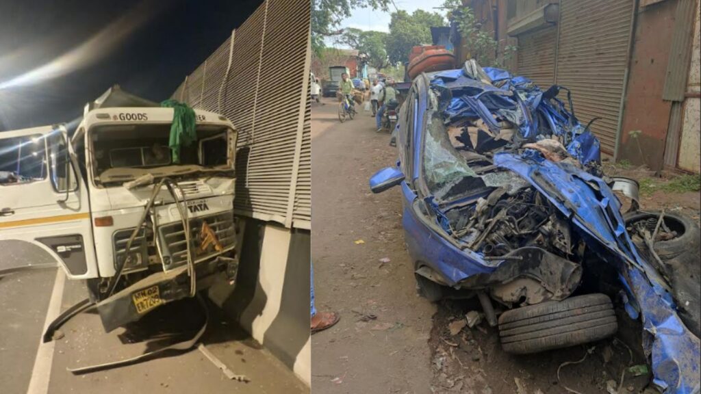 High Speed Crash on Atal Setu Rented BMW Rams Dumper, 28-Year-Old Driver Killed Instantly
