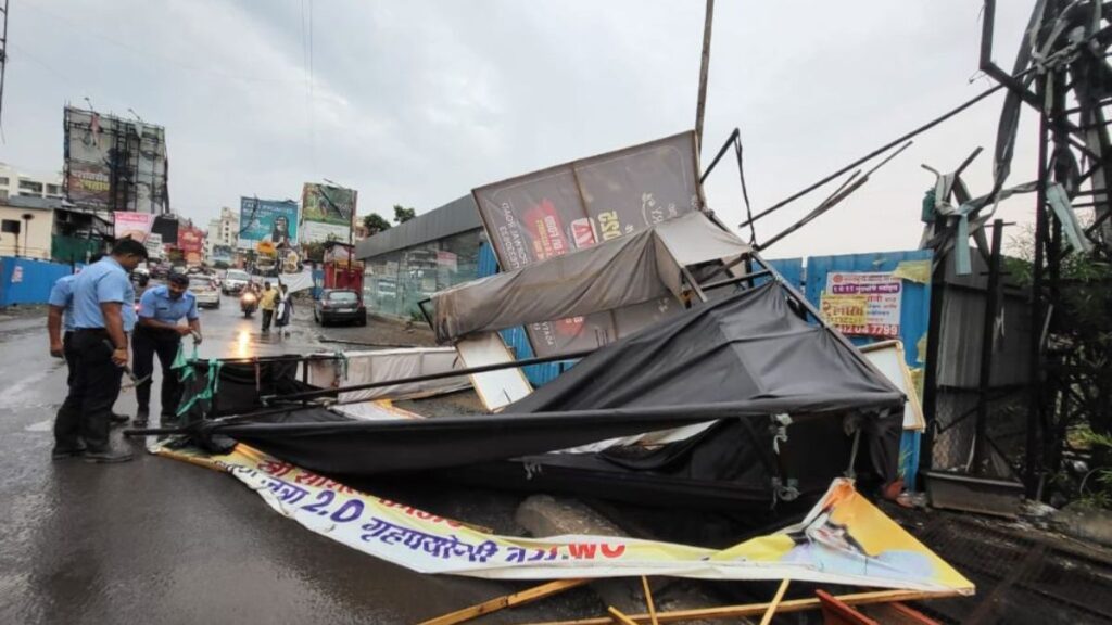 Pune: Major Mishap Averted On Dhanori-Porwal Road As PMC Hoarding Collapses; No Injuries Reported