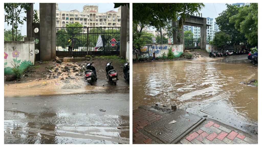 Pune: Overflowing Water Near EON IT Park In Kharadi Disrupts Daily Commute