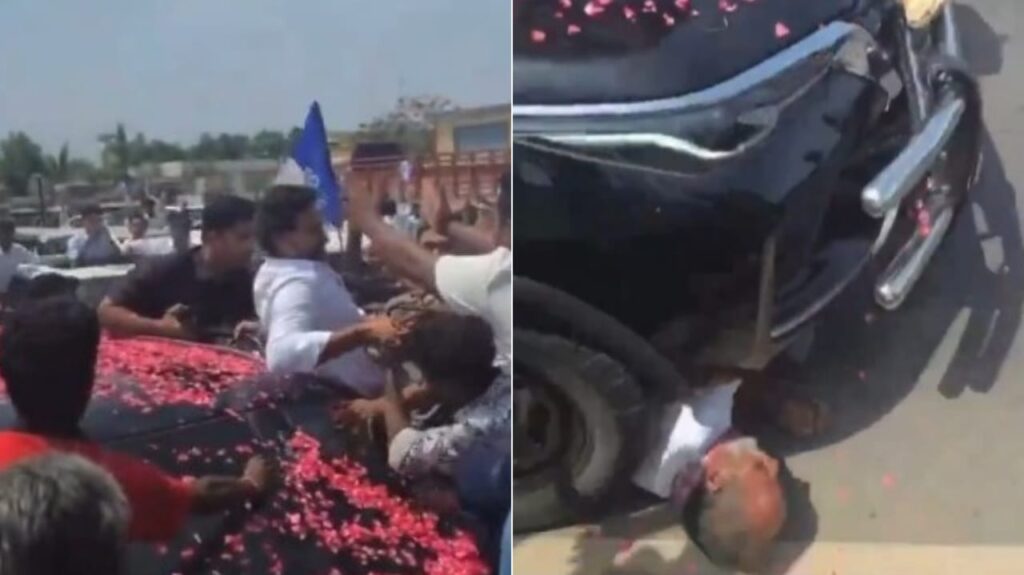 Horrific Death Caught on Camera: Man Run Over by Jagan Mohan Reddy’s Convoy Vehicle in Guntur, Crushed Under Tyre and Killed