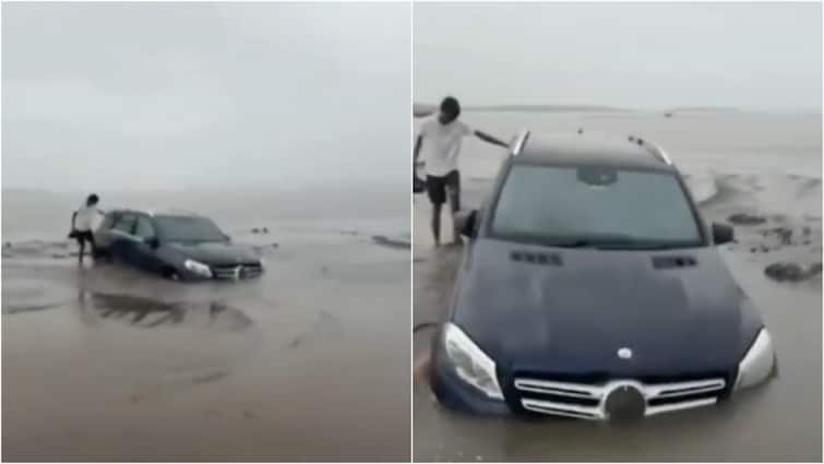 Watch Video: Mercedes gets stuck in Surat beach swamp as stunt goes wrong