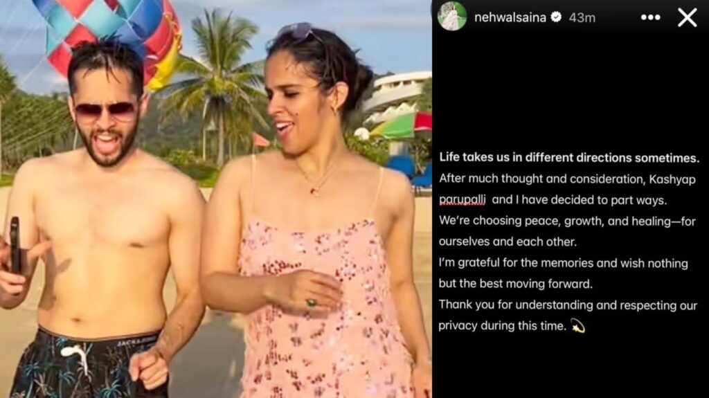 Saina Nehwal Announces Separation from Parupalli Kashyap After Six Years of Marriage: ‘Choosing Peace and Growth’