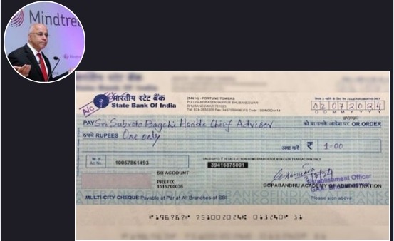Mindtree Co-founder Subroto Bagchi Donated Hundreds of Crores—But Says This Re 1 Cheque Is His Greatest Wealth