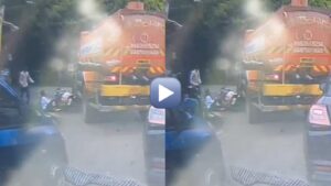Pune: Mother and Child Narrowly Escape as Water Tanker Rams Bike on Undri Road; Residents Urge PMC Action