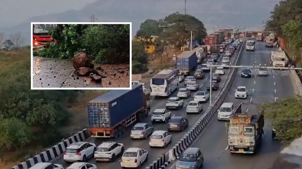 Traffic Disrupted Near Amrutanjan Bridge on Mumbai-Pune Expressway After Landslide