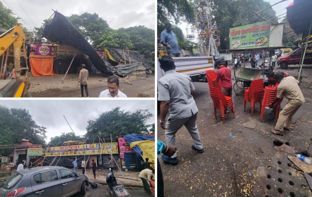 Pune: Massive Anti-Encroachment Drive At Sarasbaug Chowpatty: 54 Stalls Removed, 7 Trucks Of Seized Material