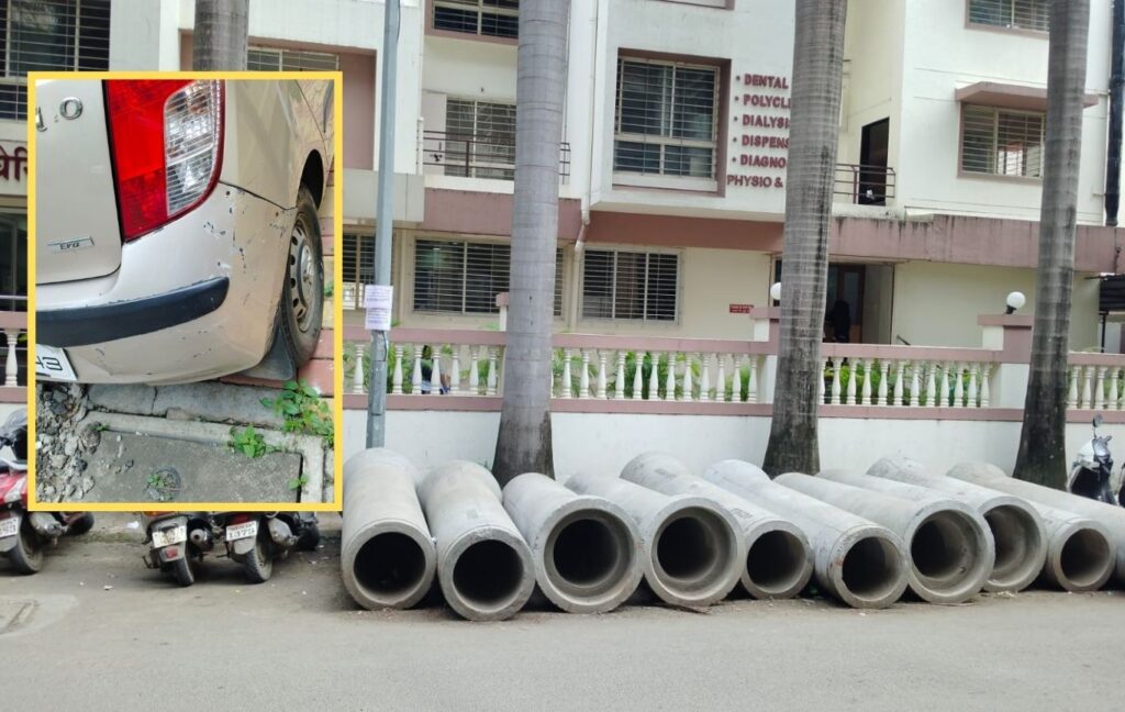 Pune: NIBM Road Residents Fume Over Abandoned Drainage Pipes Blocking Road And Damaging Vehicles