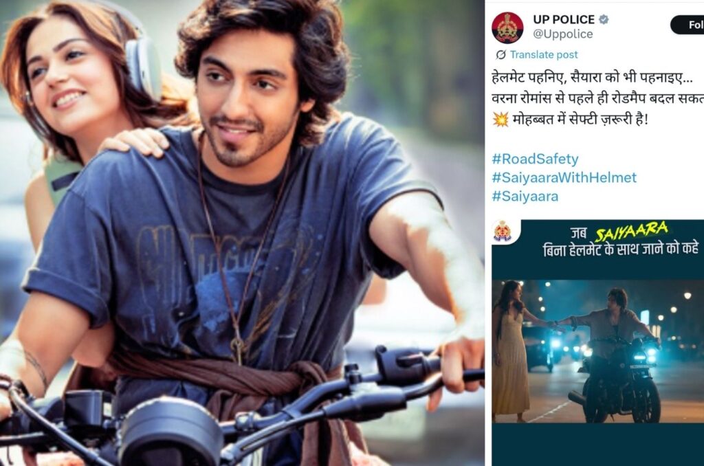 “Jab Saiyaara Bina Helmet Ke .…”: UP Police Wins Hearts with a Filmy Twist on Road Safety