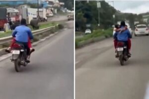 Pune Couple Caught Romancing on Moving Bike in Broad Daylight, Video Goes Viral