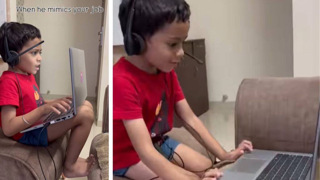 Child’s Cute Work-From-Home Act Wins Hearts Online