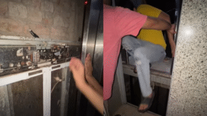 Final Destination in Real Life? Men and Child Risky Escape from Stuck Lift, Video Viral