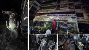 Fire Breaks Out at TVS Showroom on Pune’s Bund Garden Road, 60 Two-Wheelers Destroyed