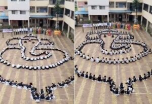 Incredible! 500 Students Come Together to Make Lord Ganesha’s Idol With Human Chain in Maharashtra, Watch Video