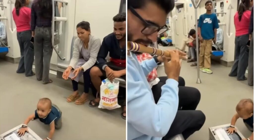 Pune Metro Echoes with Music and Joy as Baby Joins Flute Player in Sweet Duet