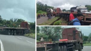 Truck Loses Control on Nashik-Mumbai Highway, Video of Mishap Goes Viral