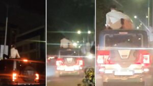 Pune Viral Video: Couple Seen Performing Dangerous Rooftop Stunt on Moving Car; Video Sparks Outrage