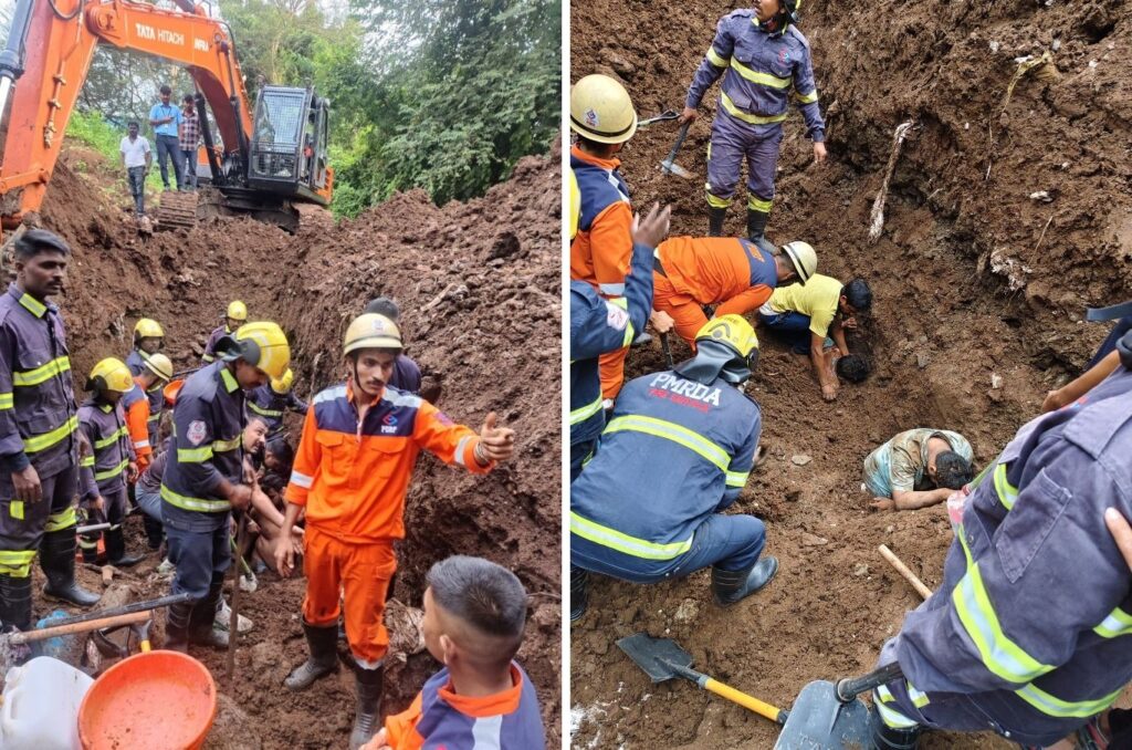 Pune: One Dead, Three Rescued After Pipeline Trench Collapse During JICA Project Work Near Nanded City