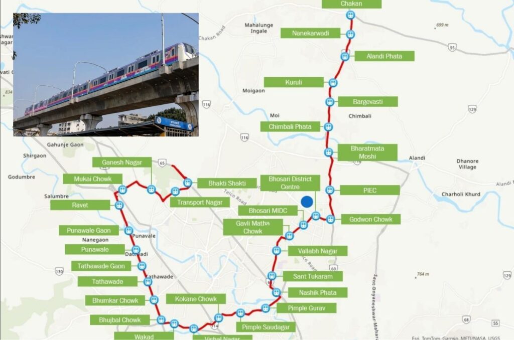 Pune Metro’s Longest Route Planned: 41 km Link from Bhakti Shakti to Chakan via Wakad