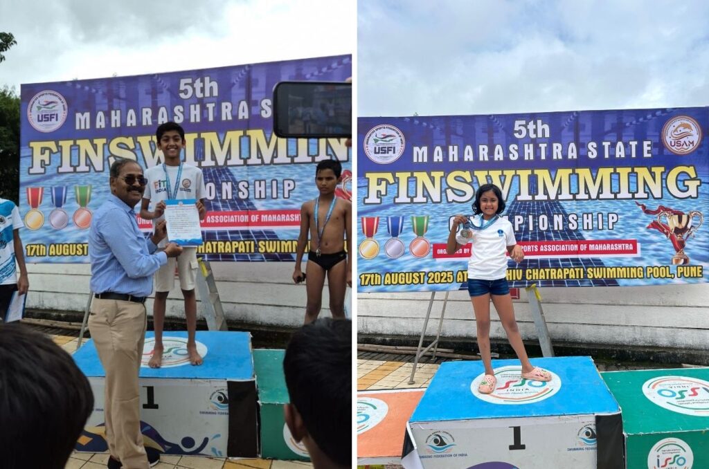 Pune: Neco Sky Park Society Kids Win 6 Medals In 5th Maharashtra State Finswimming Championship 2025
