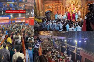 Massive Devotee Rush at Mumbai’s Lalbaugcha Raja on Day One: Viral Video Shows Unbelievable Queues
