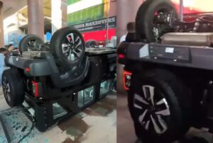 WATCH: New Mahindra Thar Crashes Through Glass Wall of Showroom During ‘Good Luck’ Ritual, Falls to Road Below