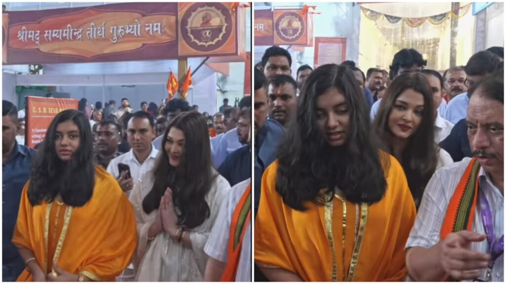 Aishwarya Rai Bachchan Visits GSB Ganpati Pandal with Daughter Aaradhya; Video Goes Viral