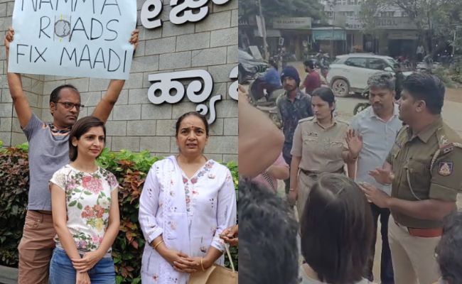 Watch Video: ‘Why Need Permission?’: Residents’ Silent Protest Over Potholes Halted by Police