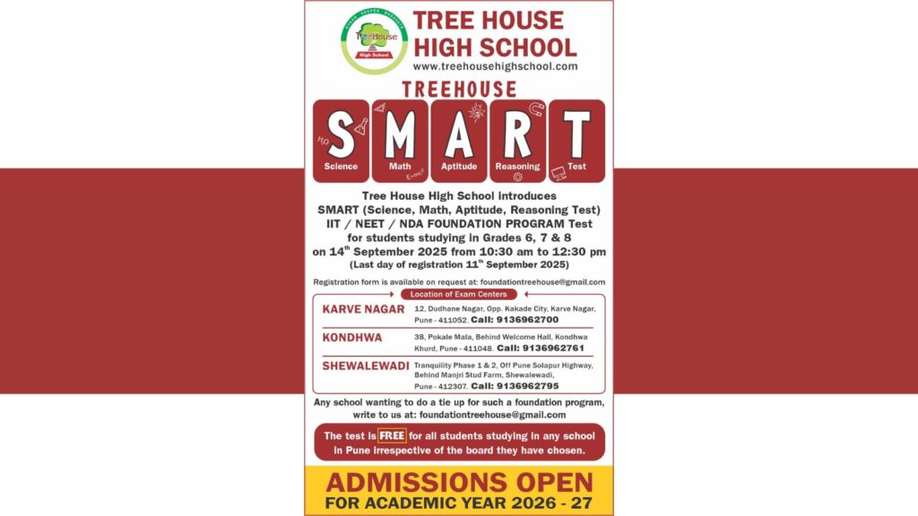 Pune: Tree House High School Launches SMART Test for IIT/NEET/NDA Foundation Program