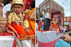 Pune: 3-Year-Old Dressed As Chhatrapati Shivaji Maharaj Wins Hearts At Kasba Ganpati Visarjan Procession