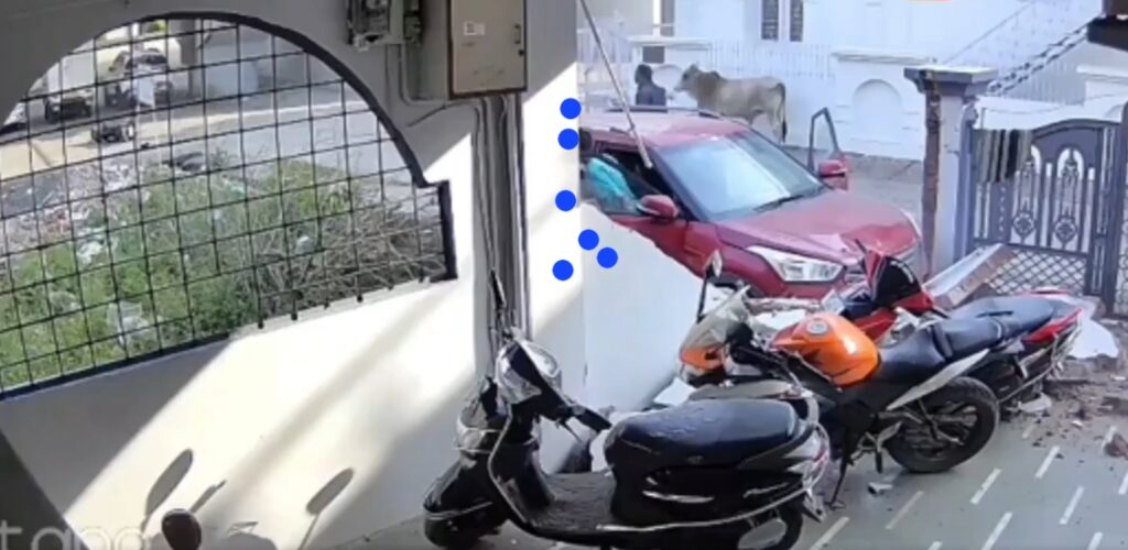 Viral Video: Mother Allegedly Defends “Mera beta toh chalayega” after Teen Rams SUV Into Biker, Crashes Into House Wall