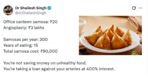 Viral Post Reveals How a ₹20 Samosa Could Lead to a ₹3 Lakh Medical Bill