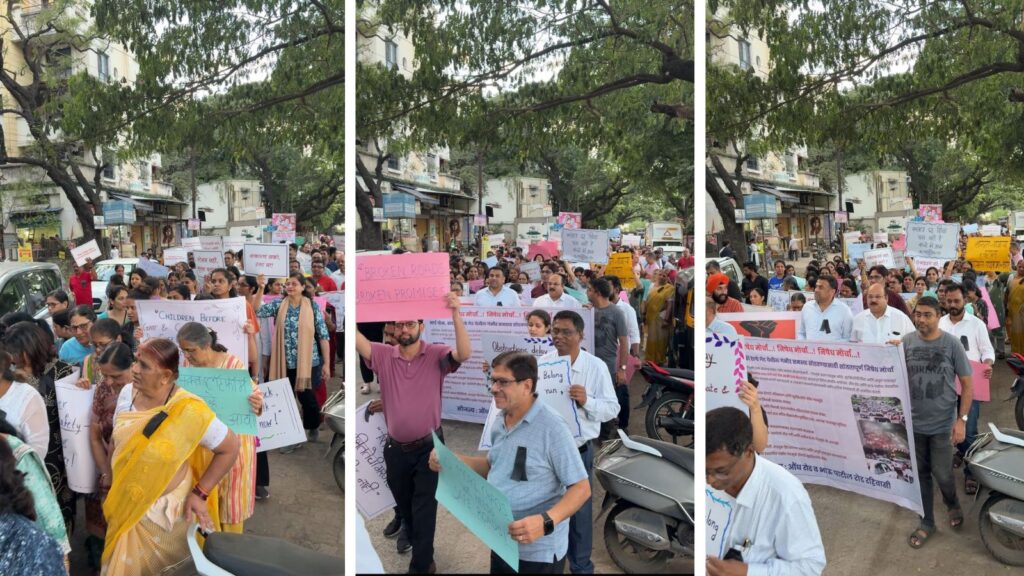 Pune: Aundh, Bhau Patil Road Residents, Students Stage ‘Gate Hatao’ Protest At Khadki, Demand Safer Roads and Traffic Reforms