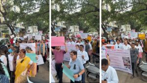 Pune: Aundh, Bhau Patil Road Residents, Students Stage ‘Gate Hatao’ Protest At Khadki, Demand Safer Roads and Traffic Reforms