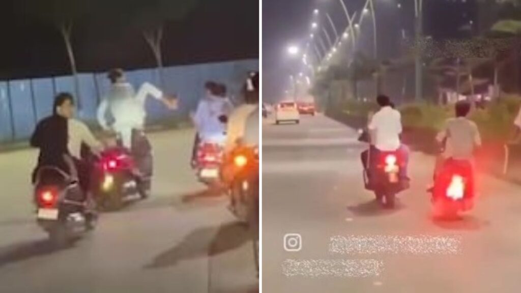 Video: Sćcooter Rider Tries Stunt, Kicks Passing Biker In Thane; Police Catch Him On The Spot