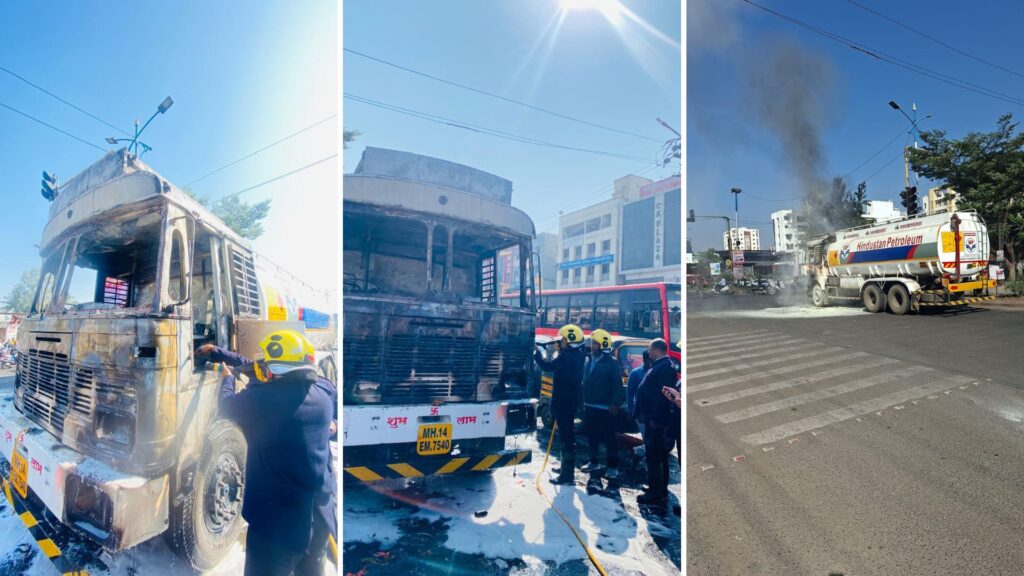 Pune: Fire Erupts in Fuel Tanker Cabin On  Hadapsar-Shewalewadi road; Fire Brigade Swiftly Brings Blaze Under Control
