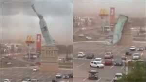 79-Foot Statue Of Liberty Replica Collapses In Brazil After Severe Storm, Video Goes Viral