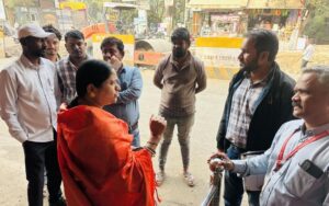 Inspection of Kunal Icon Road Concrete Work by Nirmalatai Kute in Pimple Saudagar